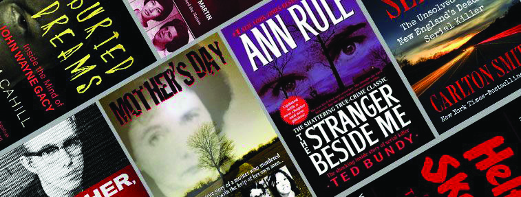 Covers of famous true-crime books in a collage
