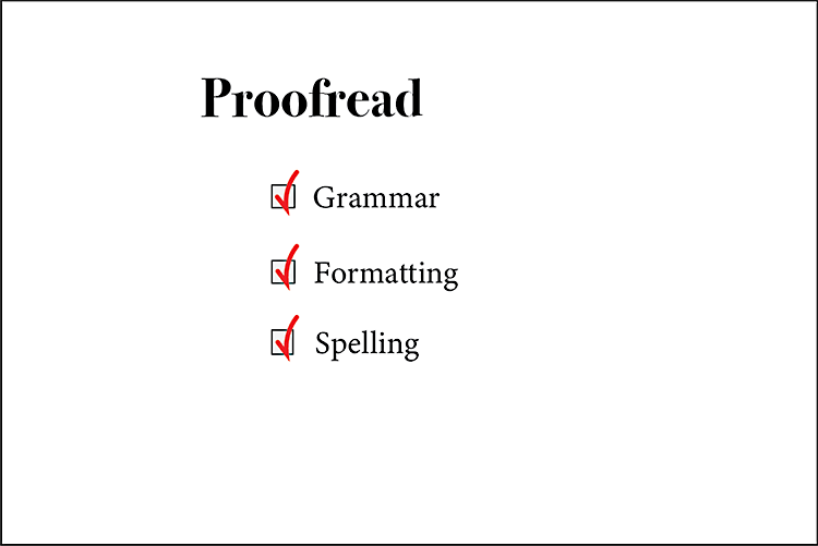 the word "proofread" followed check boxes that say "grammar," "formatting," and "spelling"