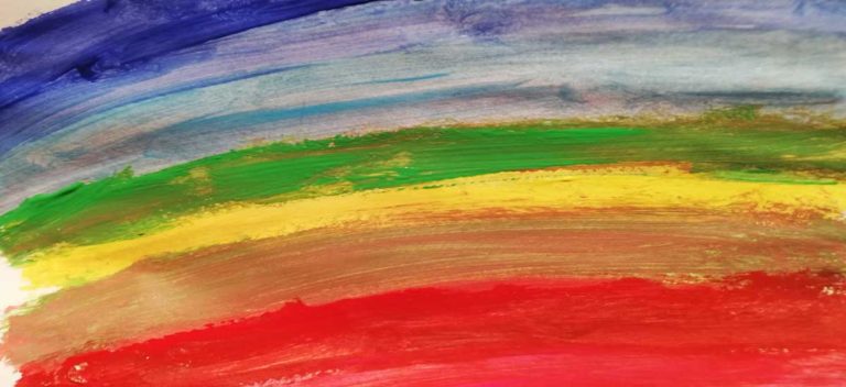 chalk-painted rainbow