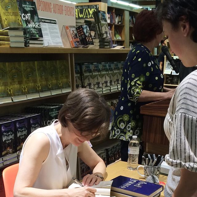 photo of author getting book signed by Ann Patchett in 2016 at Powell's Cedar Hills location